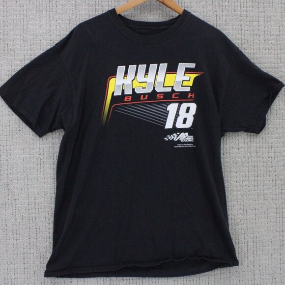 Joe Gibbs Racing Shirt Mens XL Black Kyle Busch #18 Graphic Logo Cotton Rare - Picture 2 of 9